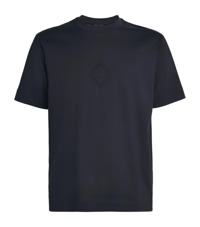 Emporio Armani Cotton Eagle Diamond T-shirt In Black