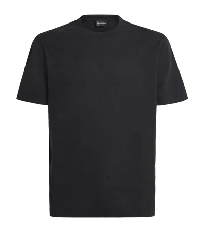 Emporio Armani Cotton Eagle-motif T-shirt In Black