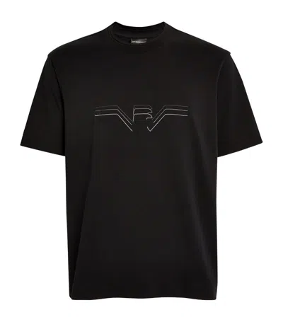 Emporio Armani Cotton Eagle-motif T-shirt In Black