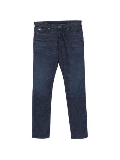 Emporio Armani Cotton Elastane Pockets Pants In Blue
