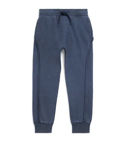 Emporio Armani Kids' Cotton Embroidered Logo Sweatpants In Blue