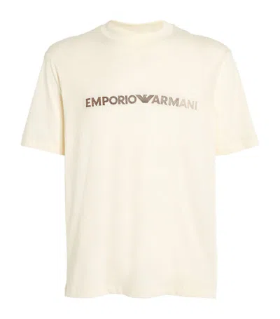 Emporio Armani Cotton Embroidered-logo T-shirt In Multi