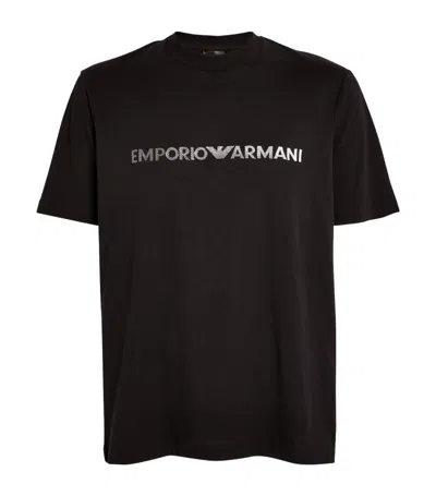 Emporio Armani Cotton Embroidered-logo T-shirt In Multi