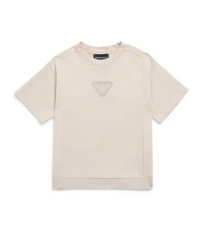 Emporio Armani Kids' Cotton Embroidered Logo T-shirt In Neutral