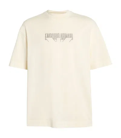 Emporio Armani Cotton Embroidered-logo T-shirt In White
