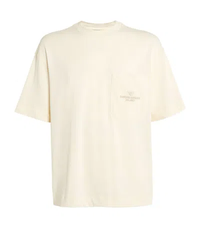 Emporio Armani Cotton Embroidered-pocket T-shirt In White