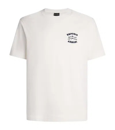 Emporio Armani Cotton Embroidered T-shirt In White