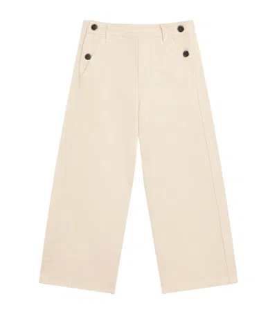 Emporio Armani Kids' Cotton Fall-front Trousers In Nude