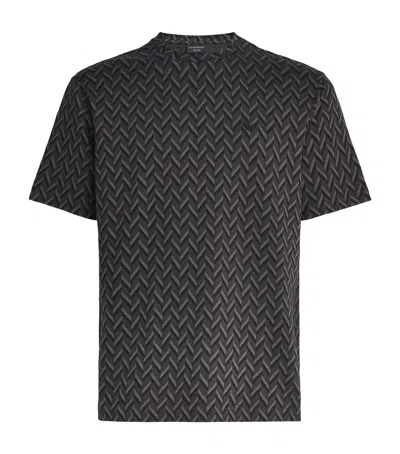 Emporio Armani Cotton Geometric Print T-shirt In Dark Grey