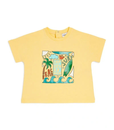 Emporio Armani Cotton Graphic Print T-shirt (6-36 Months) In Yellow