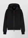 Emporio Armani Long Sleeve Hooded Drop Shoulder Two-way Zip Jacket In Black