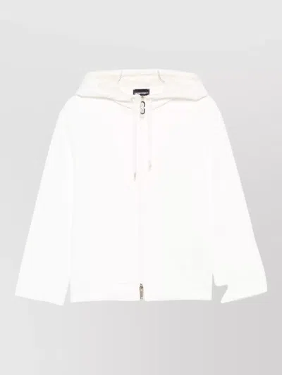 Emporio Armani Cotton Hooded Jacket Front Pockets In White