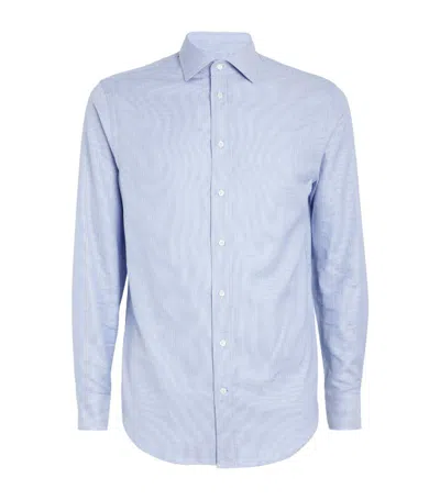 Emporio Armani Cotton Jacquard Shirt In Blue