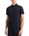 Emporio Armani Cotton Jersey Diamond Jacquard Regular Fit Polo Shirt In Blue