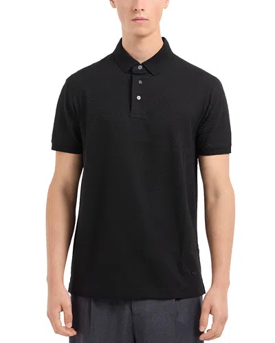 Emporio Armani Black Cotton Polo