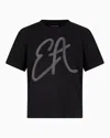 Emporio Armani Cotton-jersey T-shirt With Oversized Lurex Logo In Black
