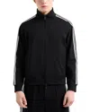 Emporio Armani Zippered High Collar Sweatshirt With Stripe Detailing In Black Beauty