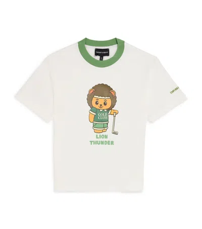 Emporio Armani Kids' Cotton Lion Golf T-shirt In White