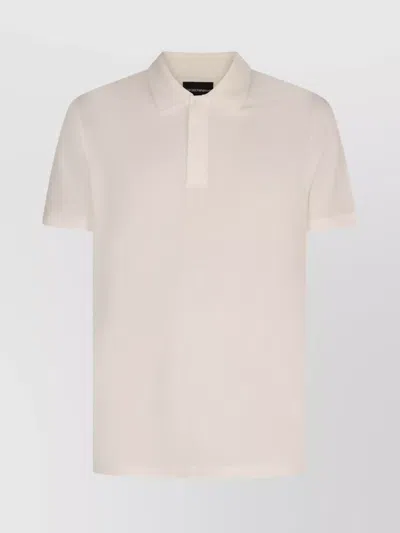 Emporio Armani Knitted Cotton Polo Shirt In Neutral
