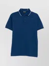 Emporio Armani Logo Cotton Polo Shirt In Blue