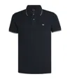 Emporio Armani Blue Short Sleeved Polo Shirt With Embroidery On The Front In Cotton Man In Blue