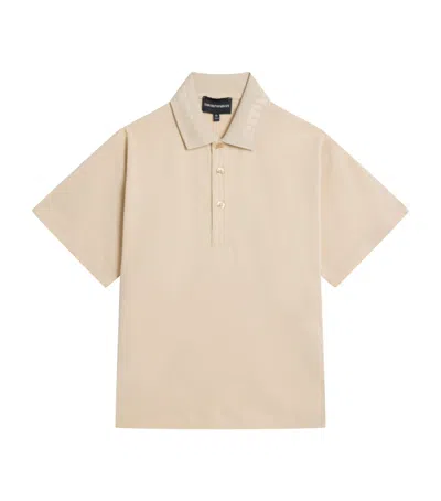 Emporio Armani Kids' Cotton Logo Polo Shirt In Brown