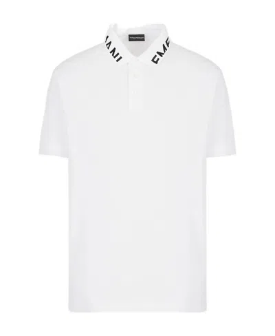 Emporio Armani Cotton Logo-print Polo Shirt In White