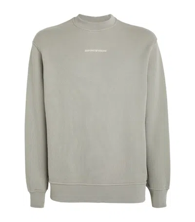 Emporio Armani Cotton Logo Sweatshirt In Grey