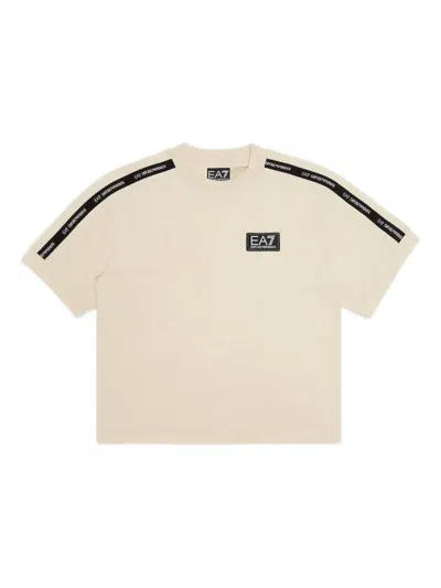 Emporio Armani Kids' Cotton Logo T-shirt In Neutral