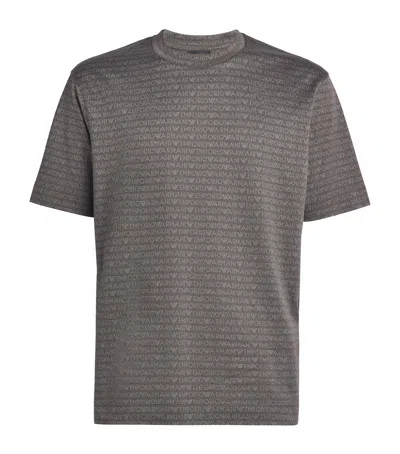 Emporio Armani Cotton Logo T-shirt In Brown