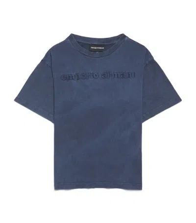 Emporio Armani Kids' Cotton Logo T-shirt In Blue