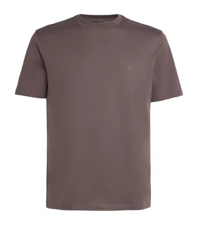 Emporio Armani Cotton Logo T-shirt In Brown