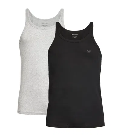 Emporio Armani Cotton Logo Vests In Black