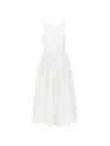 Emporio Armani Long Dress In Poplin With Smocked Motif In White