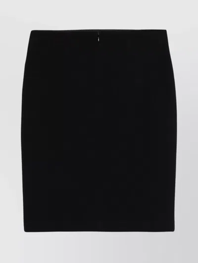 Emporio Armani Cotton Midi Skirt Back Slit In Black