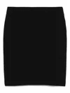 Emporio Armani Cotton Midi Skirt Back Slit In Black