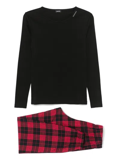 Emporio Armani Cotton Pajama Set In Red
