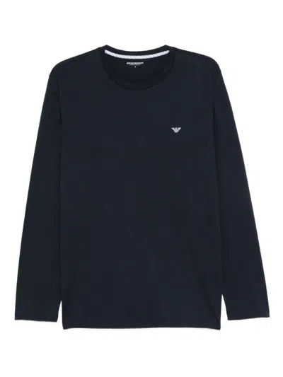 Emporio Armani Cotton Pajama Top In Blue