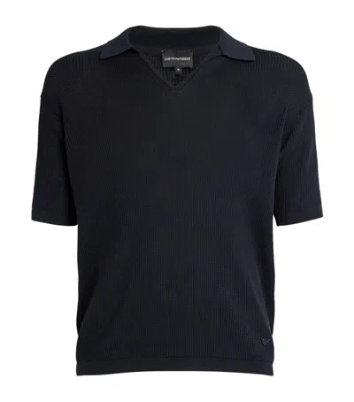 Emporio Armani Men's Lyocell Pullover Sweater In Blue