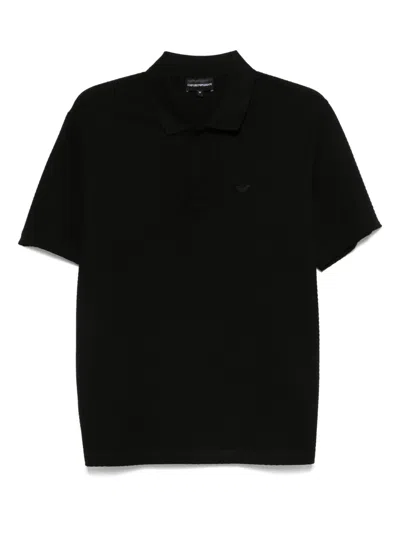 Emporio Armani Cotton Polo Shirt In Black