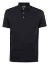 Emporio Armani Collared Polo Shirt In Textured Fabric In Black