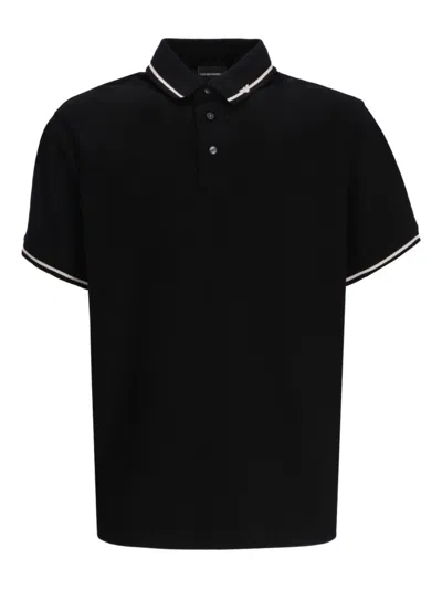 Emporio Armani Cotton Polo Shirt In Black