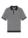 Emporio Armani Icon Polo-collar Jumper In Chevron-motif Jacquard In Gray