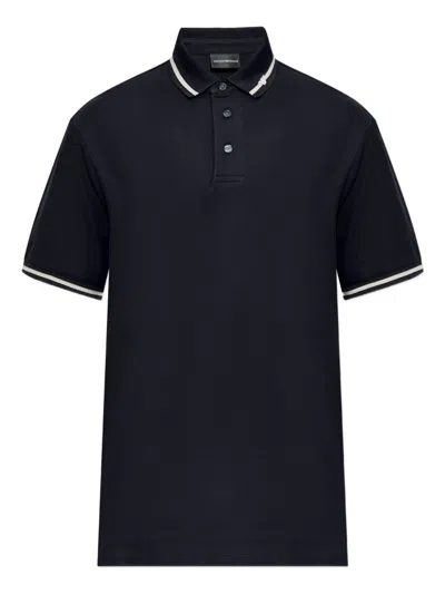 Emporio Armani Cotton Polo Shirt In Black