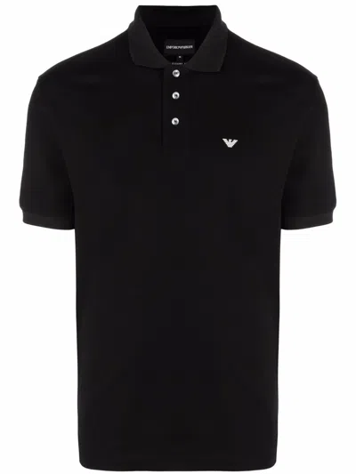Emporio Armani Cotton Polo Shirt In Black