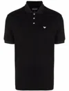 Emporio Armani Piqu Olo Shirt With Micro Eagle In Black
