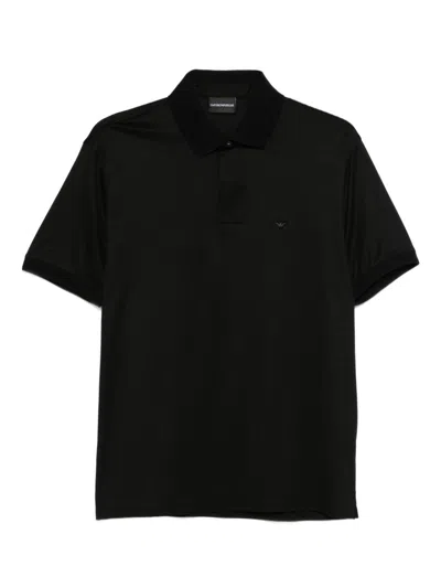 Emporio Armani Lyocell Cotton Polo Shirt In Blue