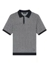 Emporio Armani Icon Polo-collar Jumper In Chevron-motif Jacquard In Gray