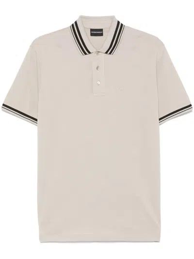 Emporio Armani Cotton Polo Shirt In Brown