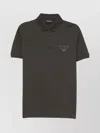 Emporio Armani Piqué Jersey Polo Shirt With Eagle Patch In Gray
